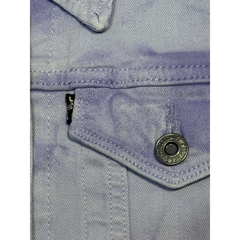 Levi's Denim Jean Jacket Womens Small Lavender Tie Dye Trucker Cropped Style - Picture 4 of 6